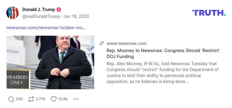 Post image from Donald Trump