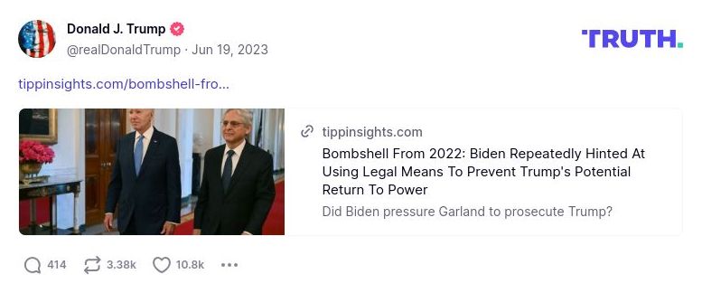 Post image from Donald Trump