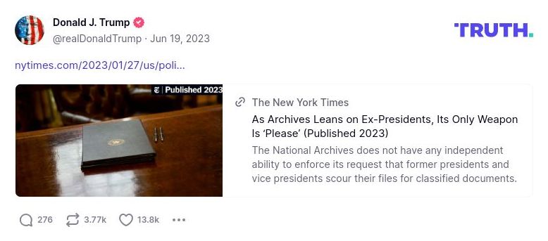 Post image from Donald Trump