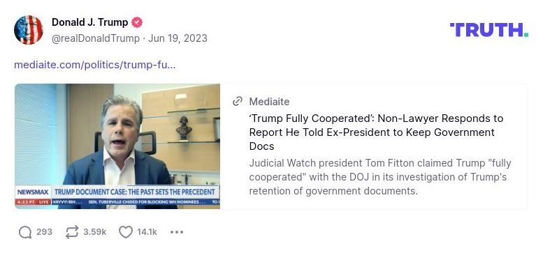 Post image from Donald Trump