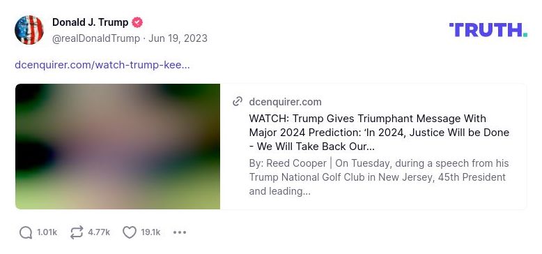 Post image from Donald Trump