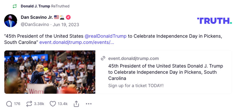 Post image from Donald Trump