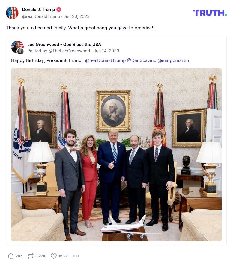 Post image from Donald Trump