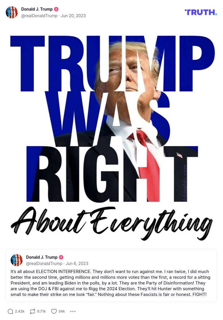 Post image from Donald Trump