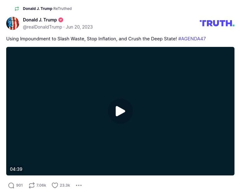 Post preview from Donald Trump