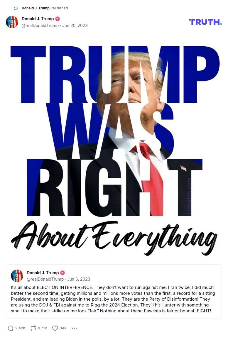 Post image from Donald Trump