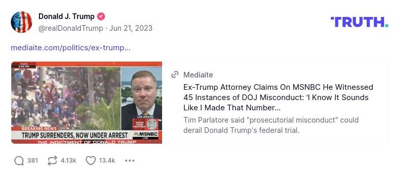 Post image from Donald Trump