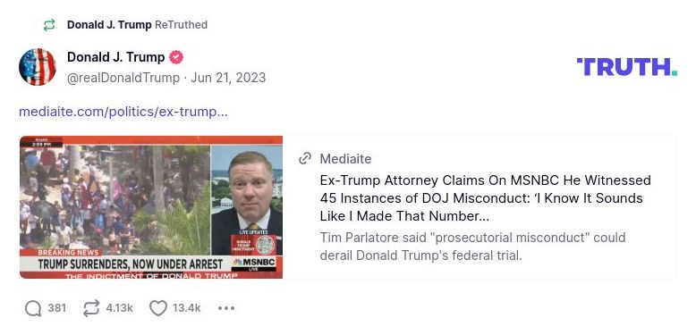 Post image from Donald Trump