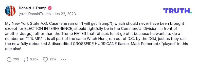 Post image from Donald Trump