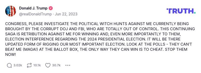 Post image from Donald Trump