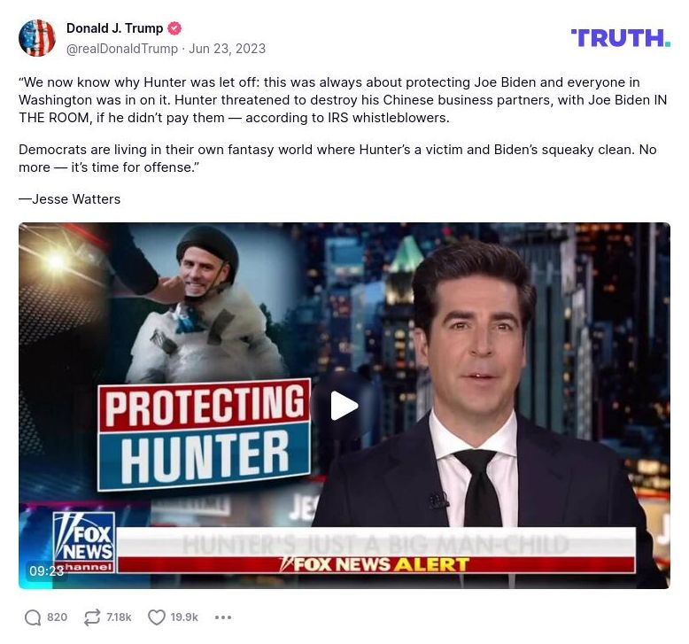 Post image from Donald Trump