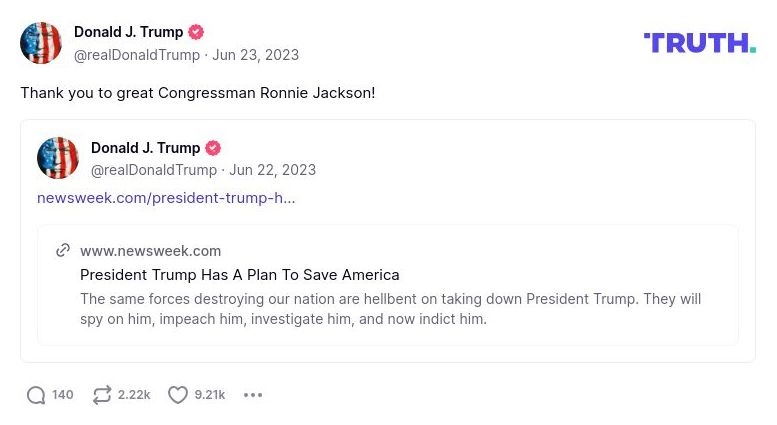 Post image from Donald Trump