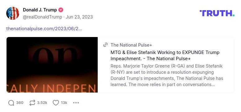 Post image from Donald Trump