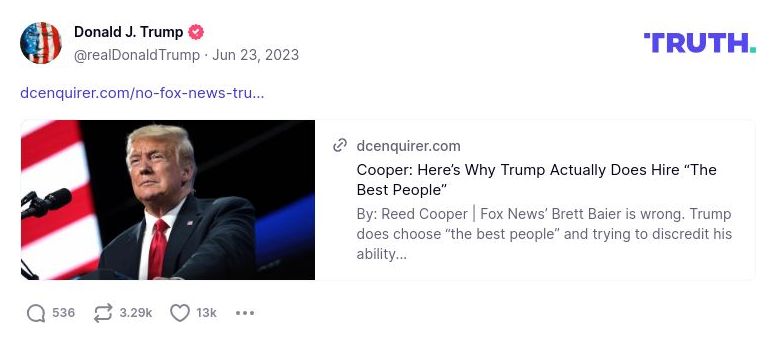 Post image from Donald Trump