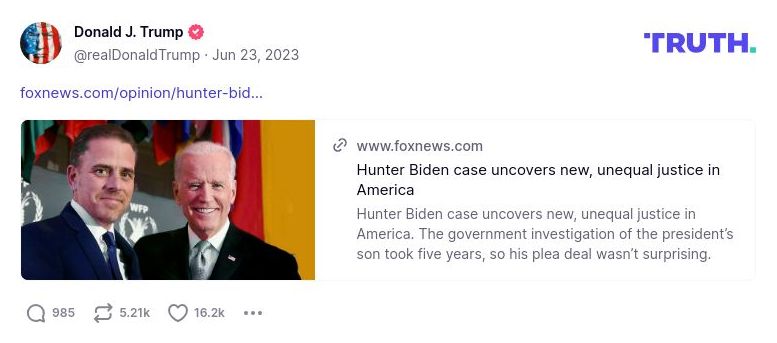 Post image from Donald Trump