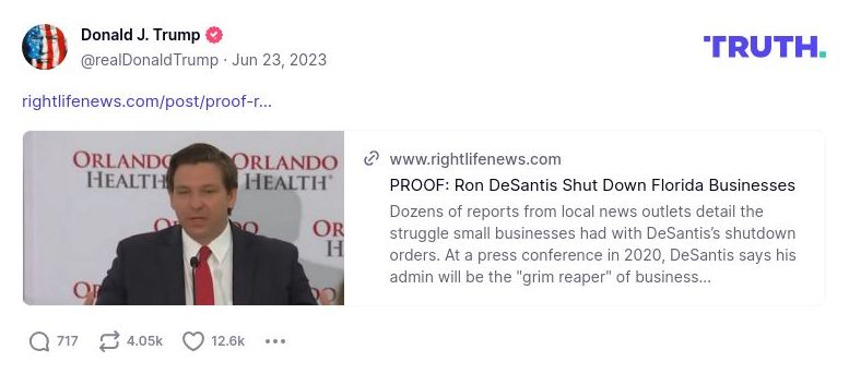 Post image from Donald Trump