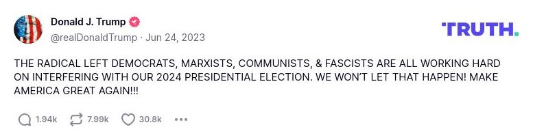 Post image from Donald Trump