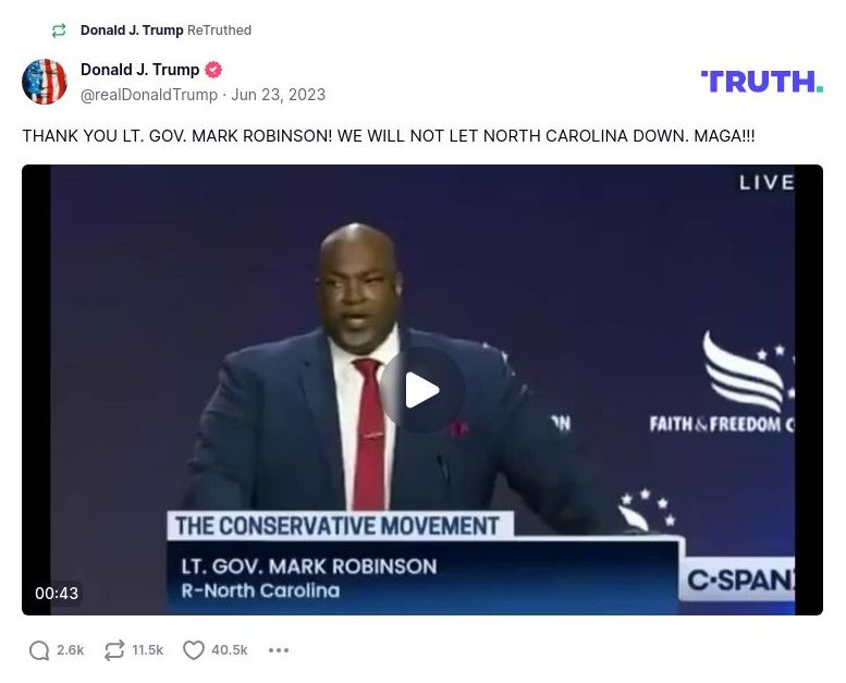 Post image from Donald Trump