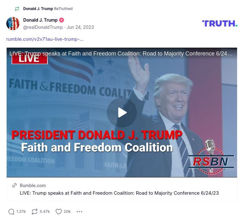 Post image from Donald Trump