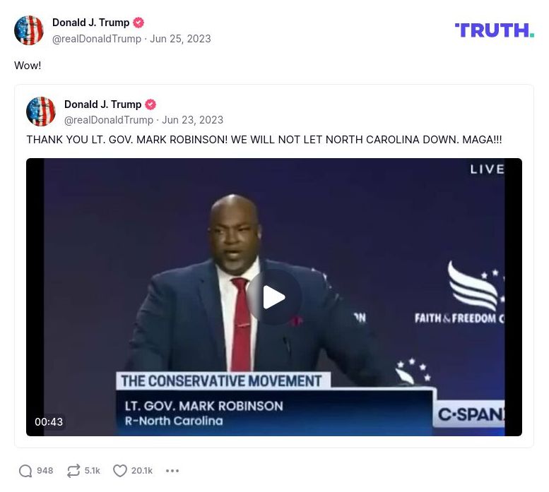 Post image from Donald Trump