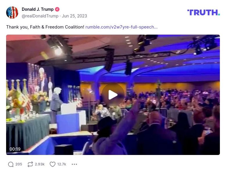 Post image from Donald Trump