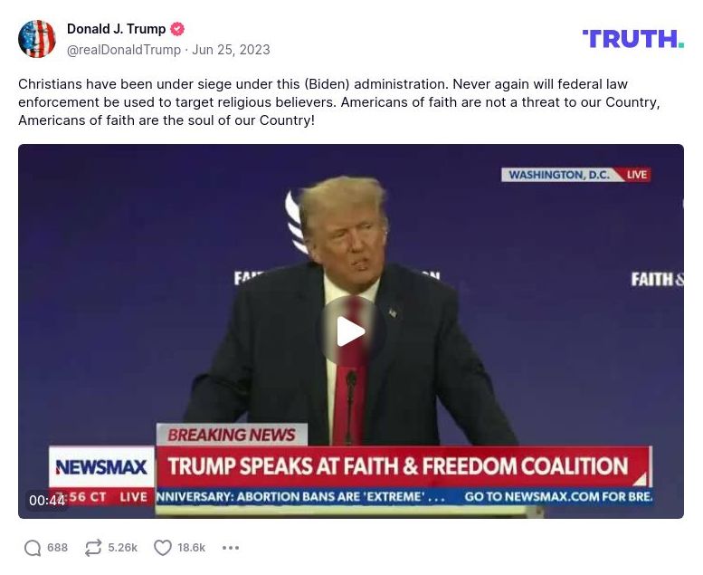 Post image from Donald Trump