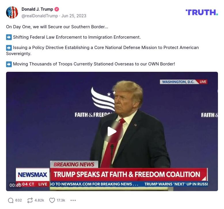 Post preview from Donald Trump