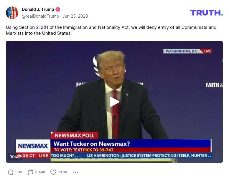 Post preview from Donald Trump