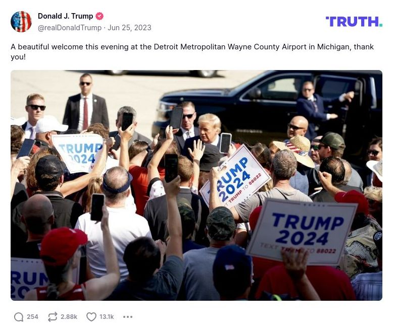 Post image from Donald Trump