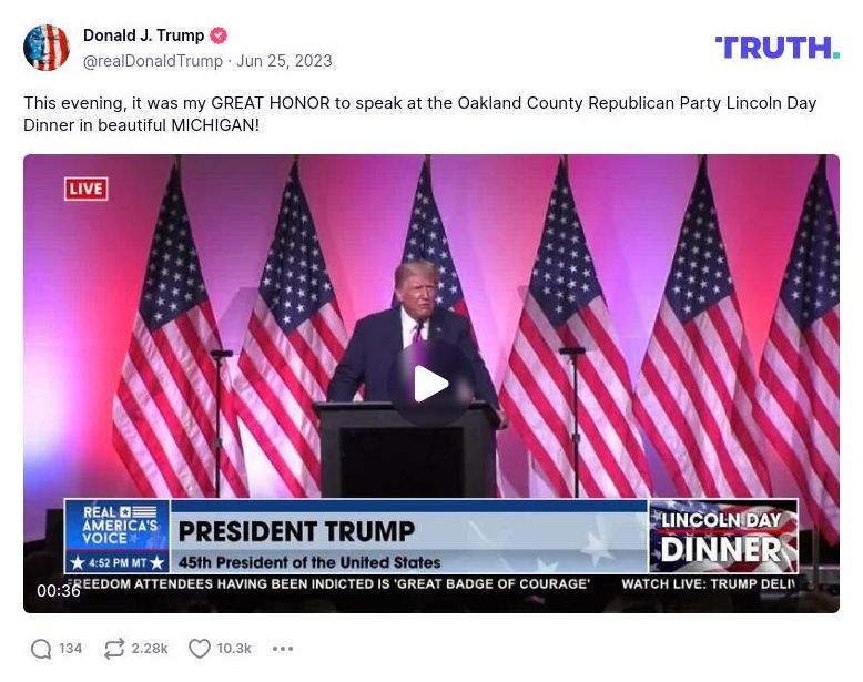 Post image from Donald Trump