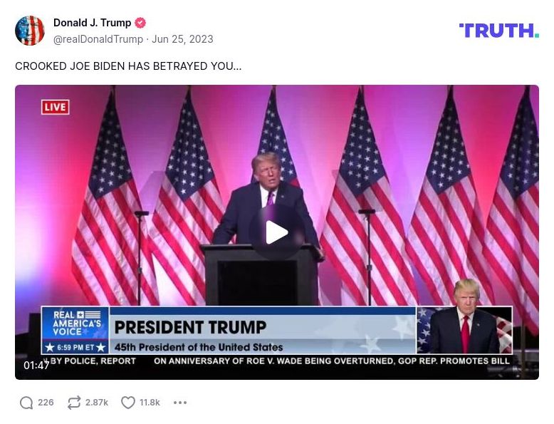 Post image from Donald Trump