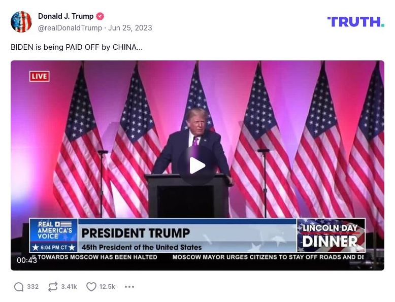Post preview from Donald Trump