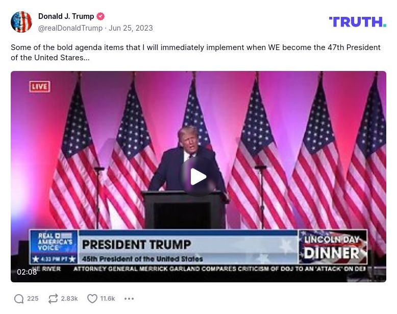 Post image from Donald Trump