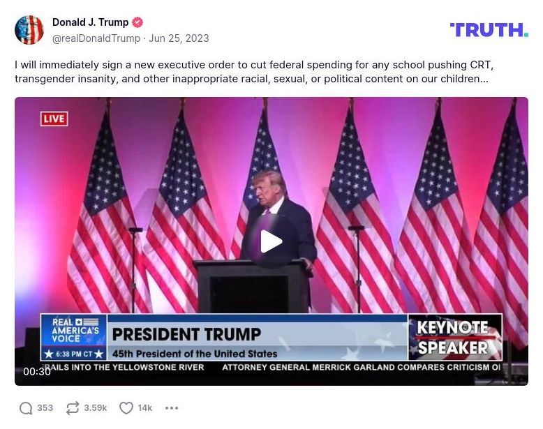 Post image from Donald Trump