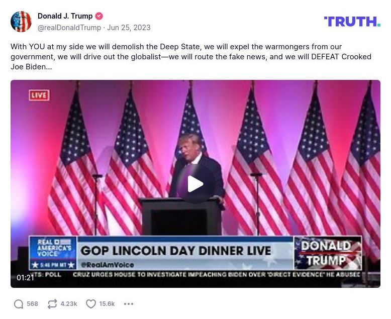 Post image from Donald Trump