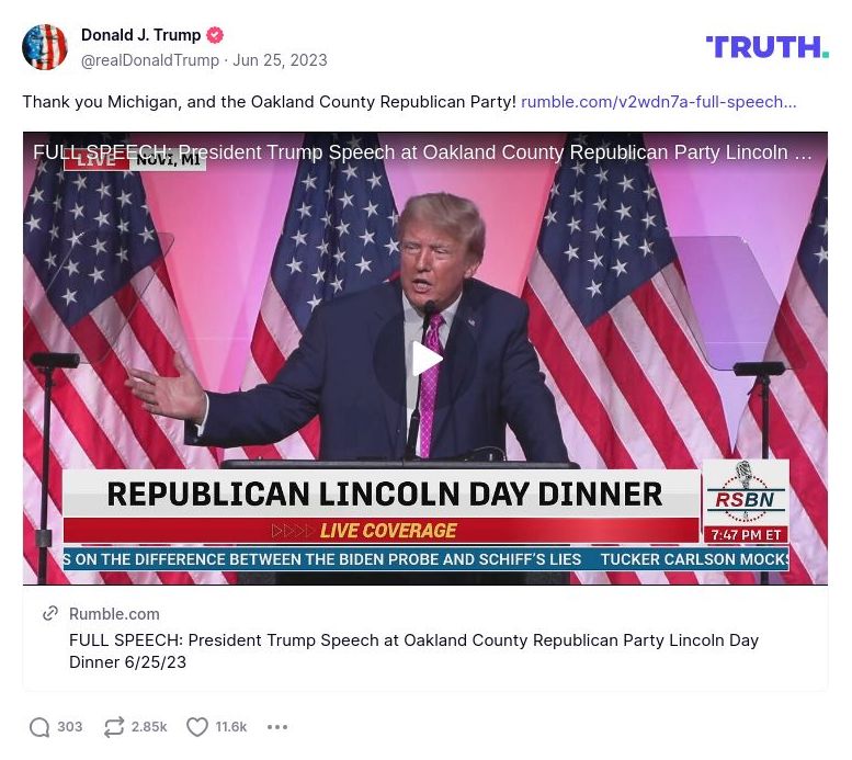 Post image from Donald Trump