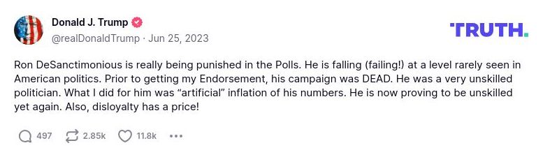 Post preview from Donald Trump