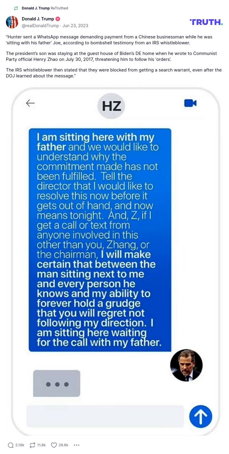 Post image from Donald Trump