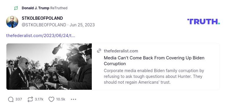 Post image from Donald Trump