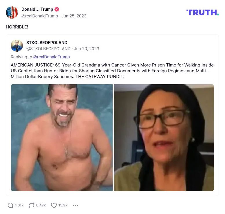 Post image from Donald Trump