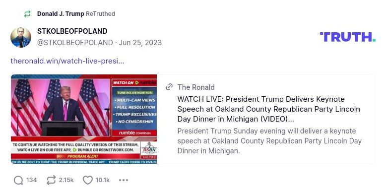 Post image from Donald Trump