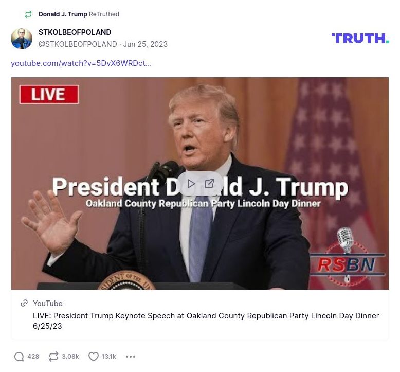 Post image from Donald Trump