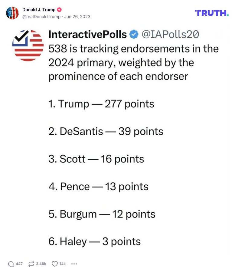 Post image from Donald Trump