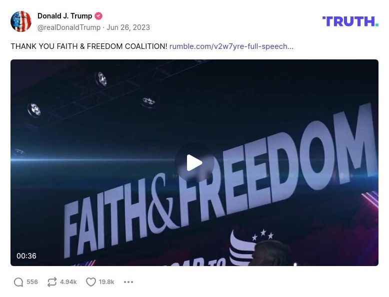 Post image from Donald Trump