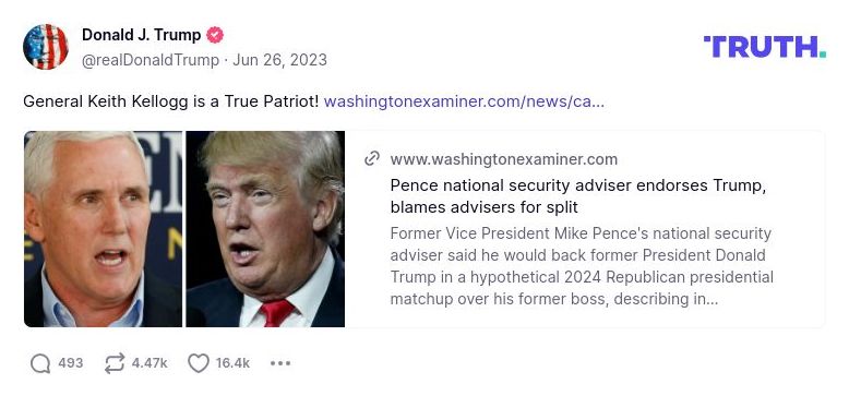 Post image from Donald Trump