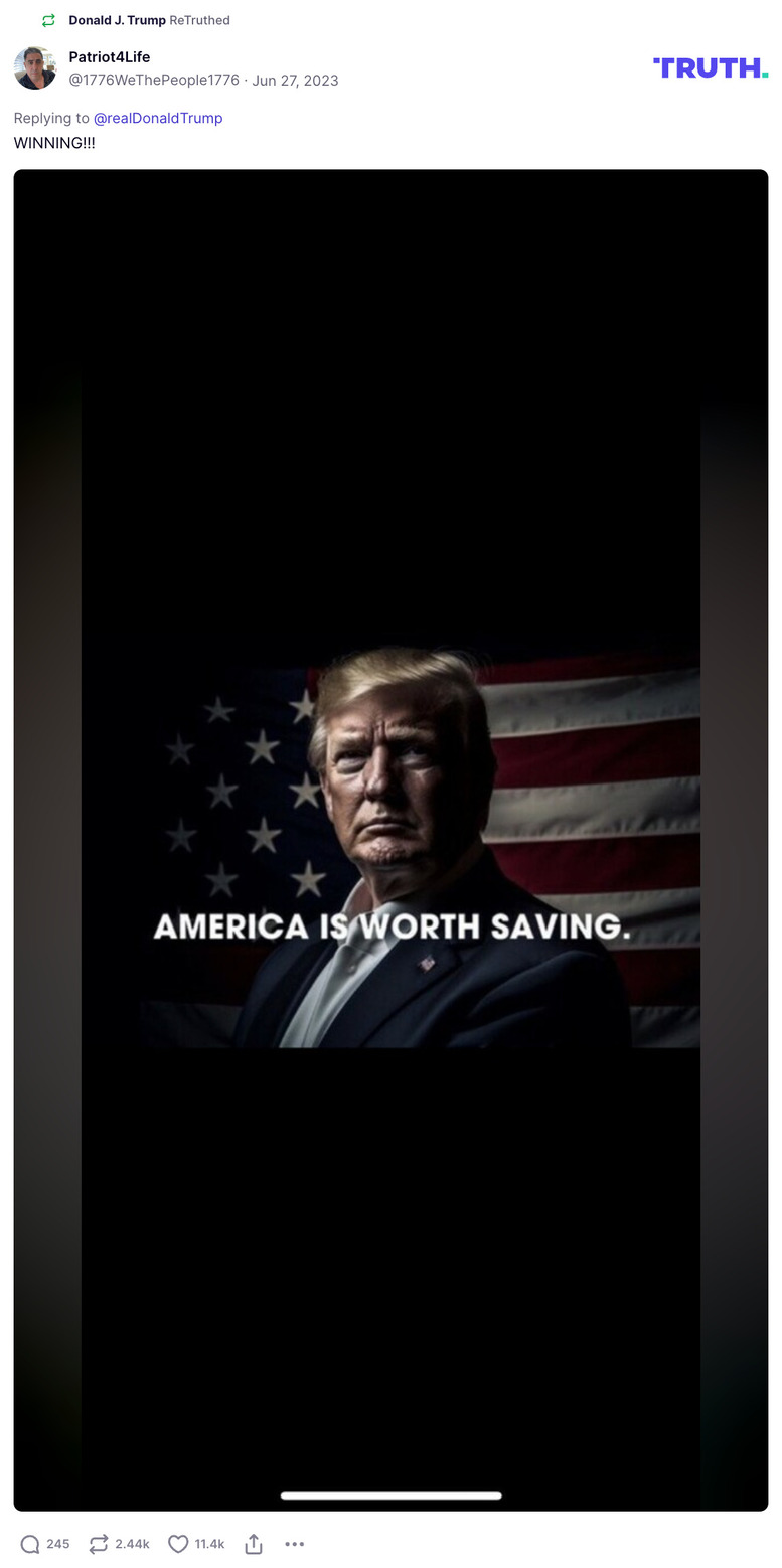 Post image from Donald Trump