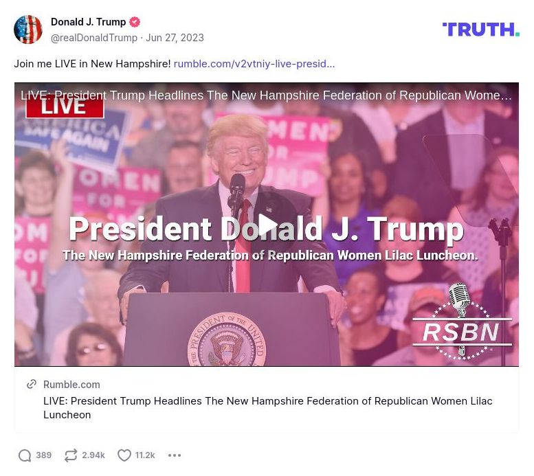 Post image from Donald Trump