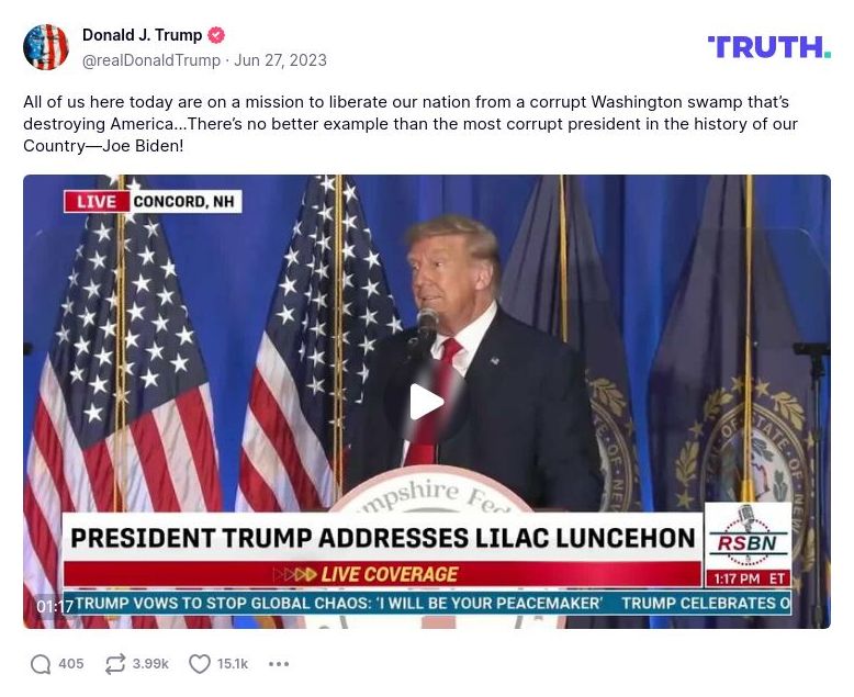 Post image from Donald Trump