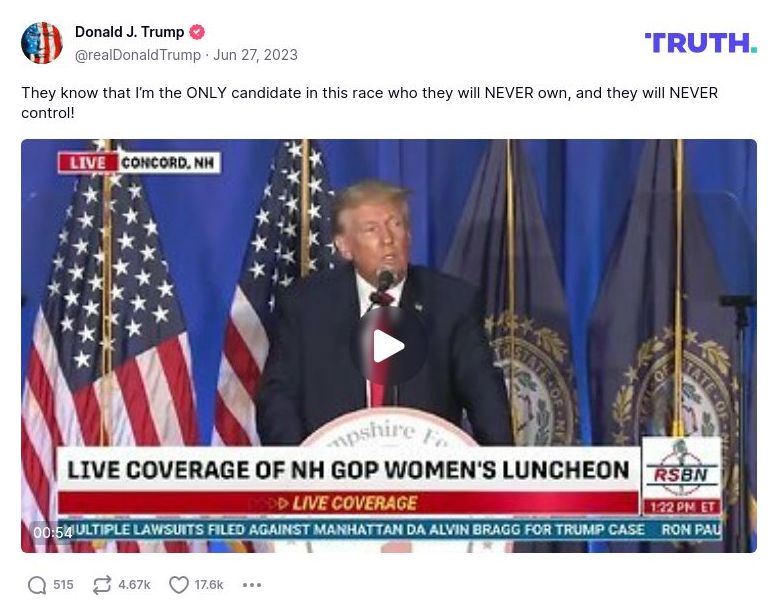 Post image from Donald Trump