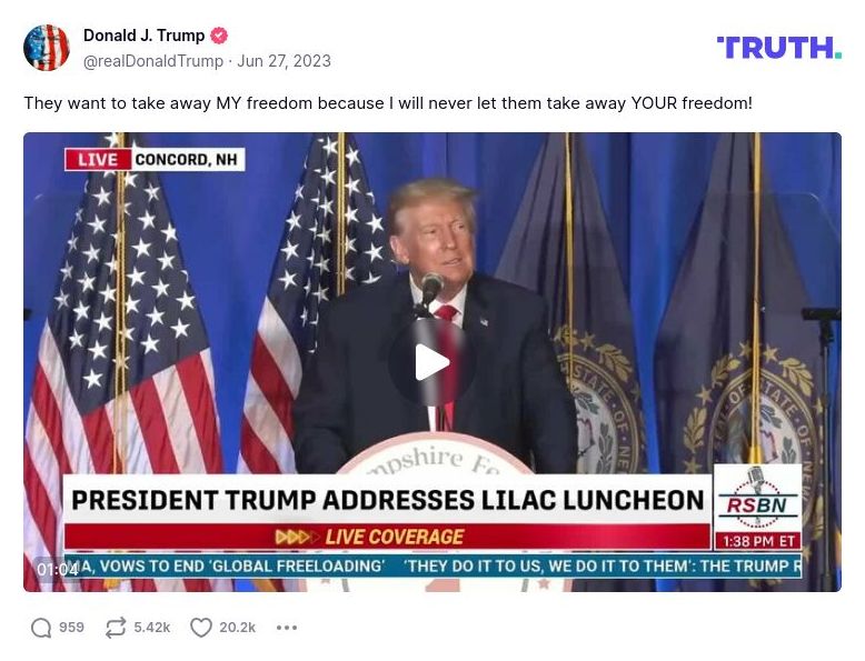 Post image from Donald Trump